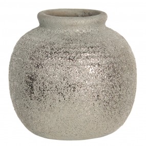 26CE1219 Vase 8 cm Grau Keramik Rund Innenblumentopf