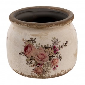 26CE1419S Pot de fleurs Ø 10x9 cm Rose Beige Céramique Fleurs Rond Pot de fleurs d'intérieur