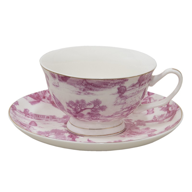 6CEKS0001P Cup and Saucer 250 ml Pink Porcelain Tableware