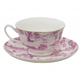 26CEKS0001P Cup and Saucer 250 ml Pink Porcelain Tableware
