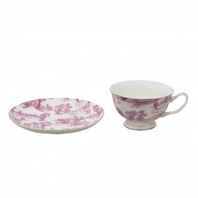 26CEKS0001P Cup and Saucer 250 ml Pink Porcelain Tableware