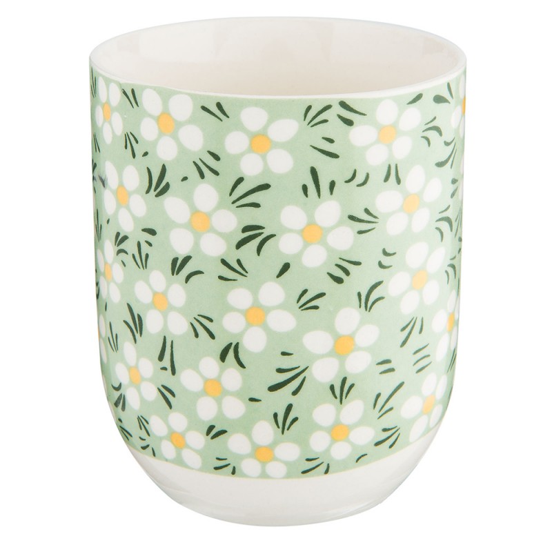 6CEMU0023 Mug 100 ml Green Porcelain Flowers Round Tea Mug