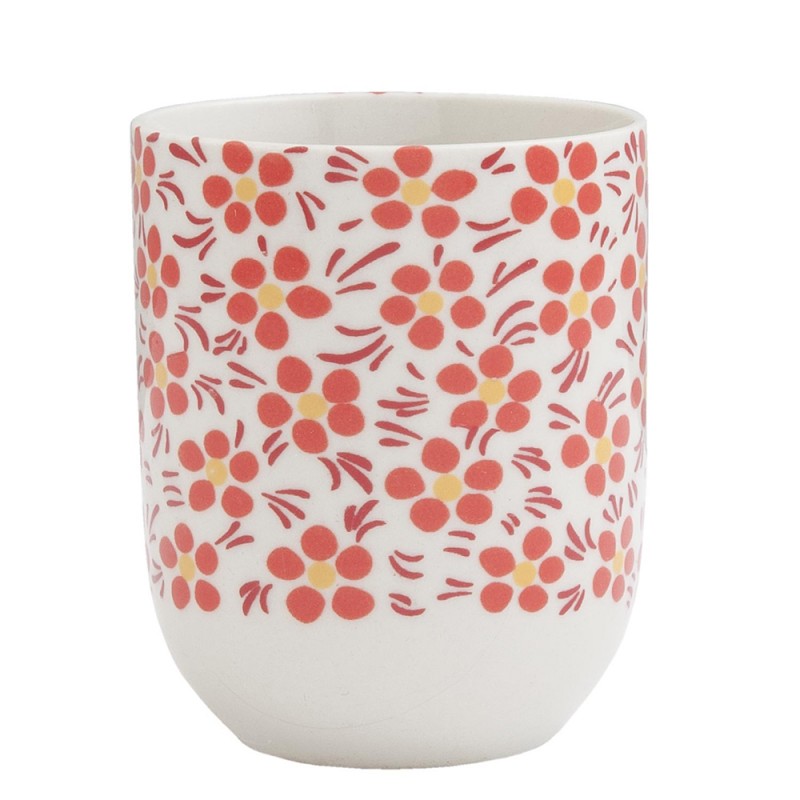 6CEMU0031 Mug 100 ml Red Porcelain Flowers Round Tea Mug