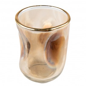 26GL4075 Teelichthalter Ø 7x10 cm Goldfarbig Glas Halter für Teelicht
