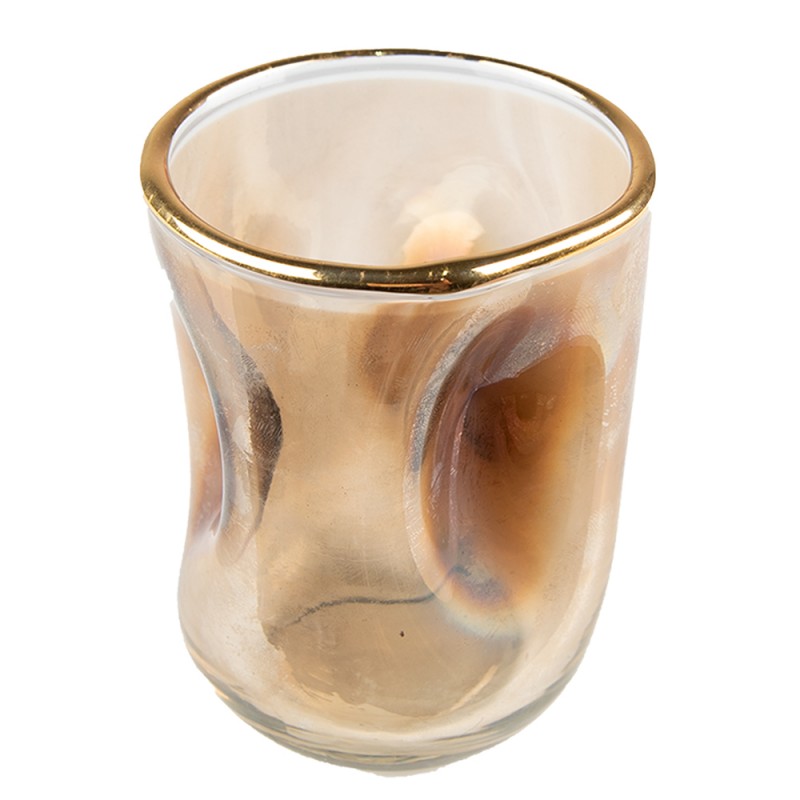 6GL4075 Teelichthalter Ø 7x10 cm Goldfarbig Glas Halter für Teelicht