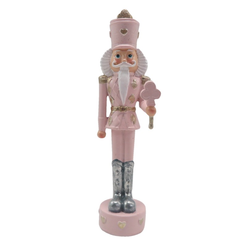 6PR3658 Figurine Nutcracker 17 cm Pink White Polyresin Christmas Decoration