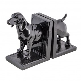 26PR4623 Bookends Set of 2 Dog 25x9x15 cm Black Plastic Book Holders