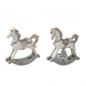 26PR4659 Statuette Set di 2 Cavallo 8 cm Bianco Poliresina Decorazione di Natalizie