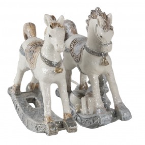 26PR4659 Figurine Set of 2 Horse 8 cm White Polyresin Christmas Decoration