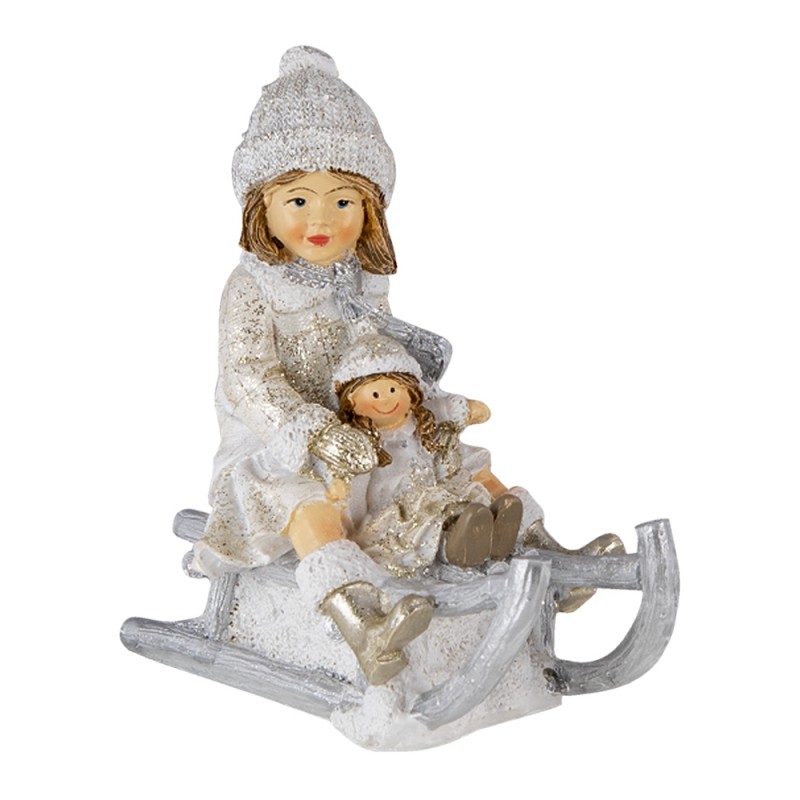 6PR4665 Figurine Child 10x5x10 cm White Grey Polyresin Home Accessories