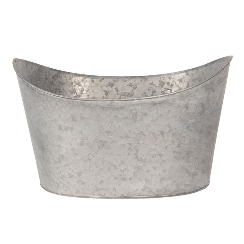 6Y3736 Decorative Zinc Tub 49x33x28 cm Grey Iron Oval Decorative Bucket