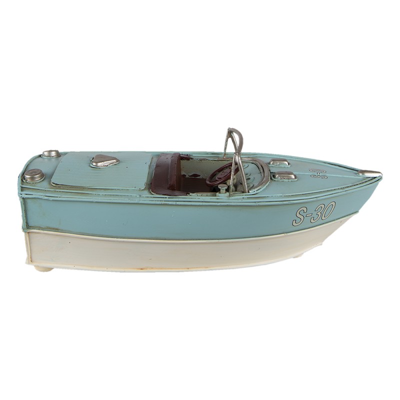 6Y4609 Decorative  Miniature Boat 24x11x9 cm Turquoise Beige Iron Miniature Boat