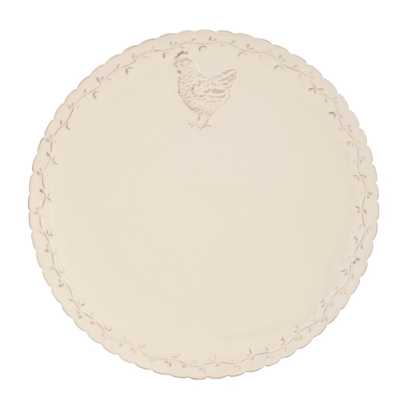 CHRFP Dinner Plate Ø 26 cm Beige Ceramic Chicken Round Dining Plate