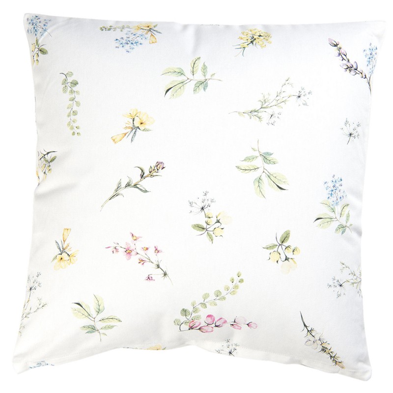 HFL21 Cushion Cover 40x40 cm White Cotton Flowers Square Pillow Cover