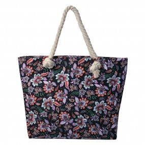 2JZBG0264Z Beach Bag 43x33 cm Black Polyester Flowers Women's Handbag