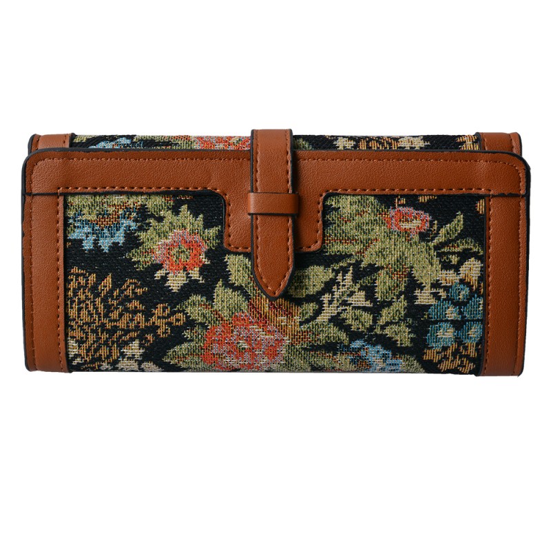 JZWA0134 Wallet 19x10 cm Black Synthetic Flowers