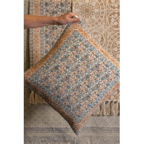 2KT032.042 Cushion Cover 50x50 cm Blue Orange Cotton Square Pillow Cover