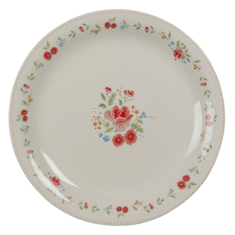 LRCDP Breakfast Plate Ø 20 cm Beige Pink Ceramic Roses Round Plate