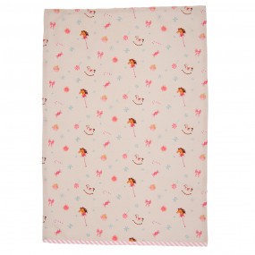 2PNC42 Tea Towel  50x70 cm Beige Pink Cotton Rocking Horse Kitchen Towel