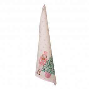 2PNC42C Tea Towel 50*70 cm Beige Pink Cotton Nutcracker and ballet dancer