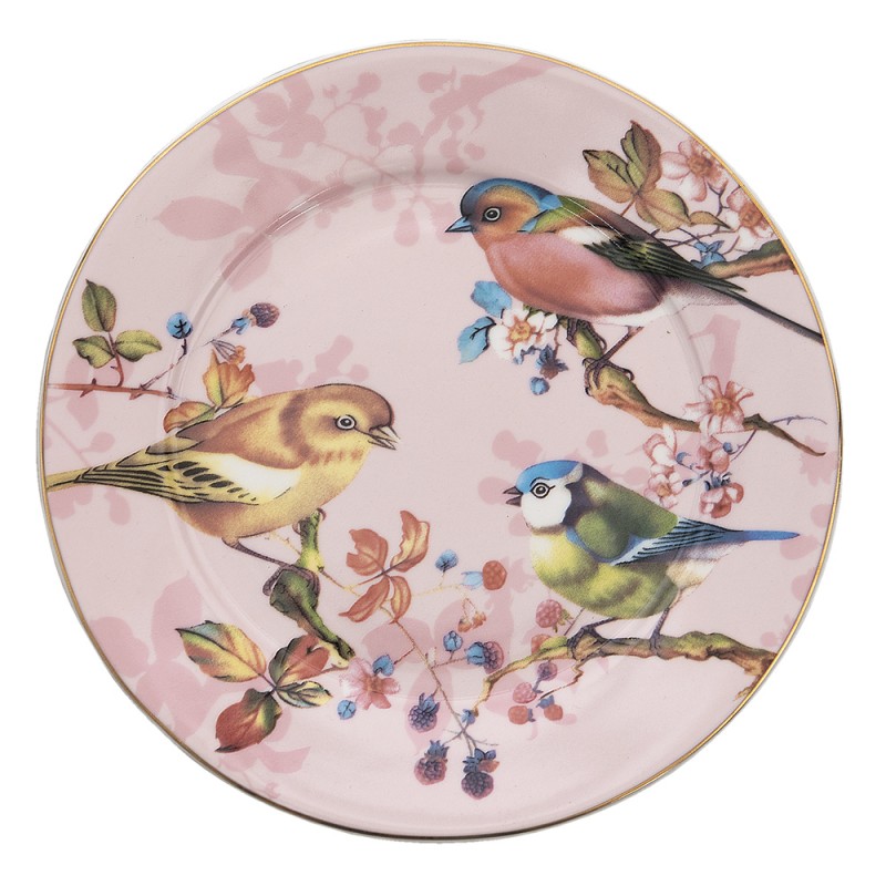 THBDP Breakfast Plate Ø 21 cm Pink Porcelain Birds Plate