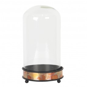 26GL2822 Cloche Ø 11x21 cm Metal Glass Round Glass Bell Jar