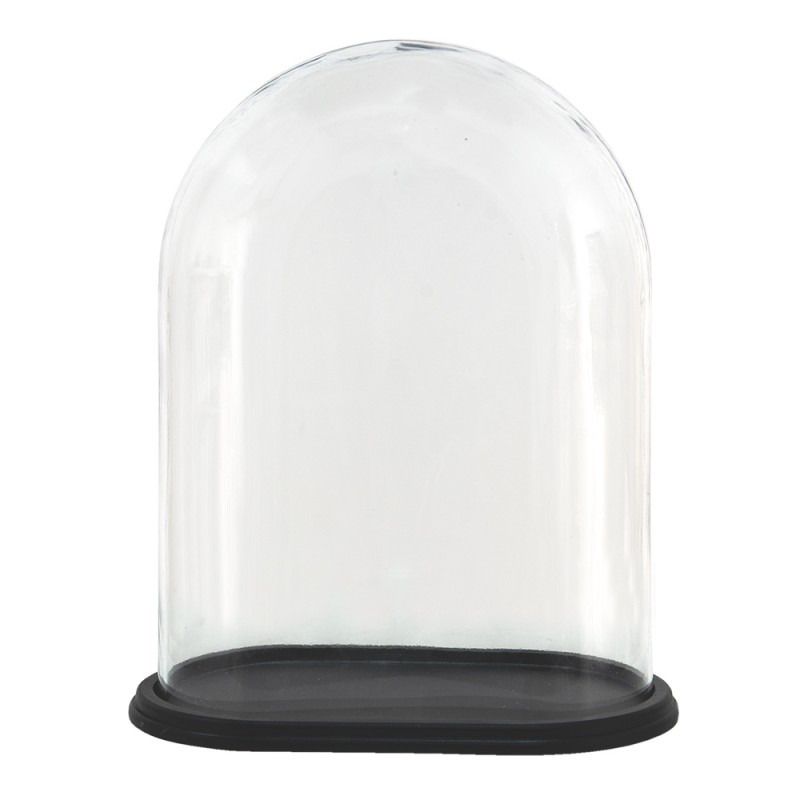 6GL3480 Cloche 34x20x40 cm Wood Glass Oval Glass Bell Jar
