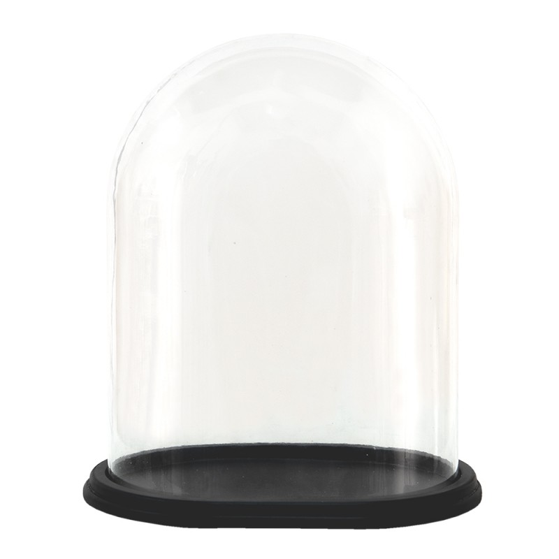 6GL3481 Cloche 28x20x32 cm Wood Glass Oval Glass Bell Jar