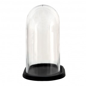 26GL3481 Cloche 28x20x32 cm Wood Glass Oval Glass Bell Jar