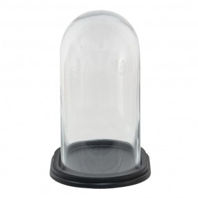 26GL3482 Cloche 23x16x27 cm Wood Glass Glass Bell Jar