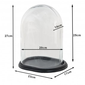 26GL3482 Cloche 23x16x27 cm Wood Glass Glass Bell Jar