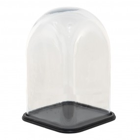 26GL3483 Cloche 30x30x43 cm Wood Glass Square Glass Bell Jar