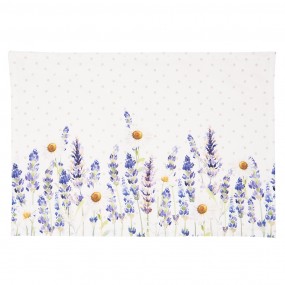 2LF40 Placemats Set van 6  48x33 cm Wit Paars Katoen Lavendel Rechthoek Tafelmat