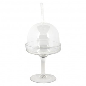 26GL3378 Cloche Rabbit Ø 11x24 cm Glass Round Glass Bell Jar