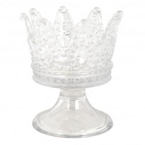 26GL3395 Candle Holder Crown Ø 16*17 cm Transparent Glass Round