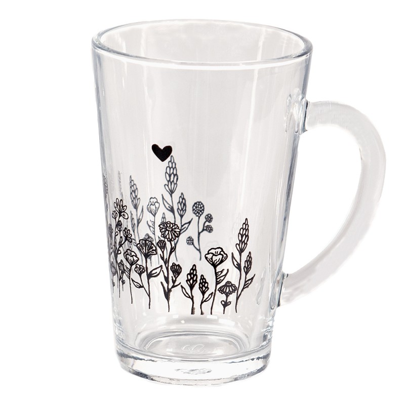 6GL4252 Mug 300 ml Glass Flowers Coffee Mug