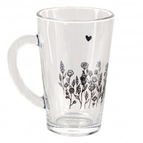 26GL4252 Mug 300 ml Glass Flowers Coffee Mug