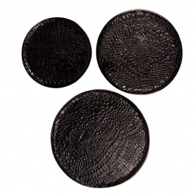265086 Decorative Serving Tray Set of 3 Ø 40 cm Black Aluminium Round Serving Platter