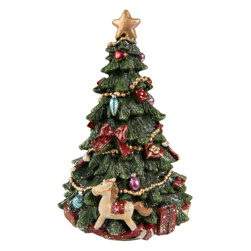 6PR3766 Music box Christmas Tree 19 cm Green Polyresin Christmas Decoration Figurine