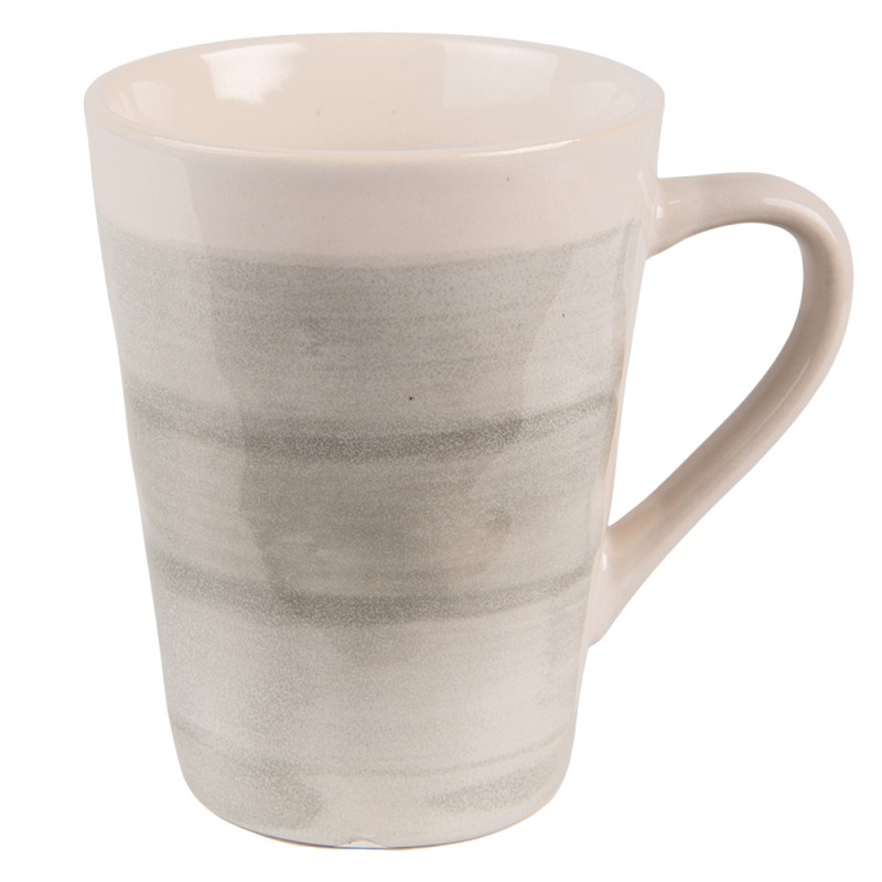 6CE1434 Tasse 400 ml Grau Grün Keramik Kaffeebecher