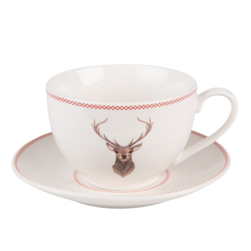 COLKS Cup and Saucer 200 ml Beige Porcelain Deer Tableware