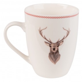 2COLMU-1 Mug 300 ml Beige Brown Porcelain Deer Tea Mug