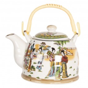 26CETE0066 Teapot with Infuser 800 ml Multi colored Porcelain Round Teapot