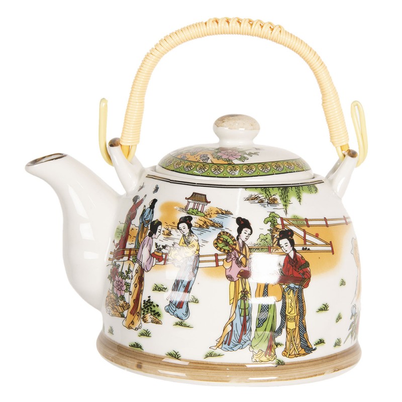 6CETE0066 Teapot with Infuser 800 ml Multi colored Porcelain Round Teapot