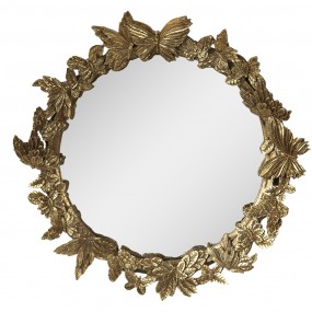262S269 Mirror Ø 34 cm Gold colored Plastic Round Large Mirror