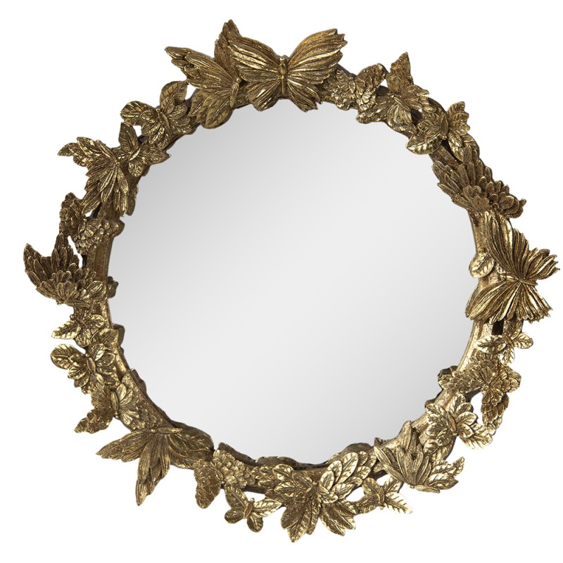 62S269 Specchio Ø 34 cm Color oro Plastica Rotondo Grande specchio