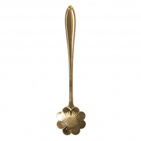 264452GO Teaspoon 12 cm Gold colored Metal Flower Coffee Spoon