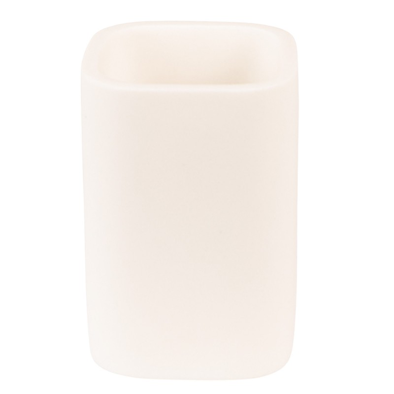 65027 Toothbrush Holder 7x7x10 cm White Ceramic Square Bathroom Cup