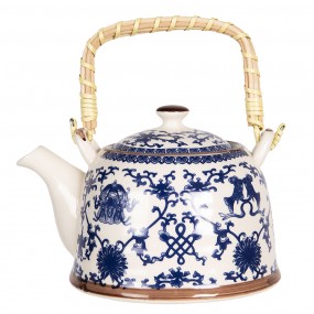 26CETE0082 Teapot with Infuser 800 ml Blue Porcelain Flowers Round Tea pot