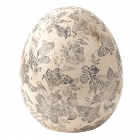 26CE1451L Figurine Egg Ø 14x16 cm Grey Beige Ceramic Flowers Home Accessories